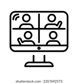 Icon related to online meetings, useful as a symbol for use in school activities. Editable black outline vector illustration.