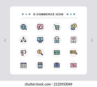 Icon related to online shopping. Includes purchase and payment icons.