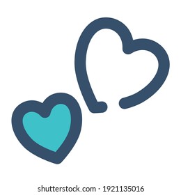 icon relationship using filled line style and blue color