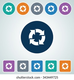 Icon of Reload in Multi Color Circle & Square Shape. Eps-10.