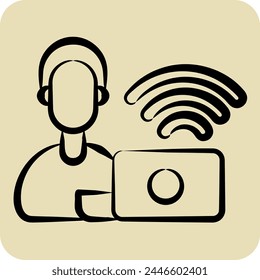 Icon Remote Working Office. related to Remote Working symbol. hand drawn style. simple design illustration