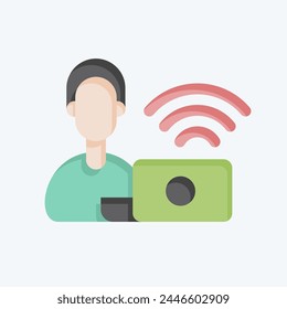 Symbol Remote Working Office. Verwandt mit Remote Working Symbol. Flacher Stil. Einfache Entwurfsdarstellung