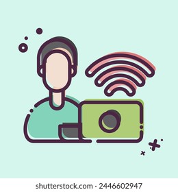Icono Oficina de trabajo remoto. relacionado con el símbolo Trabajo remoto. Estilo MBE. ilustración de diseño simple