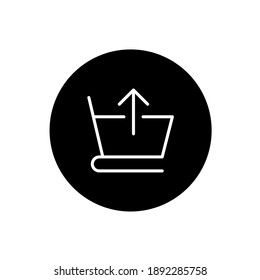 Icono remover del carro en el estilo circular negro. Eliminar del símbolo del carro. Ilustración del vector