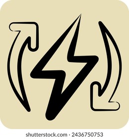 Icon Renewable Energy. related to Solar Panel symbol. hand drawn style. simple design illustration.