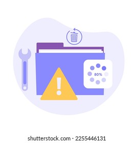Icon repairing HDD. Restoration process. Data recovery, data storage backup, hardware disk repair service. Vector illustration in flat cartoon design