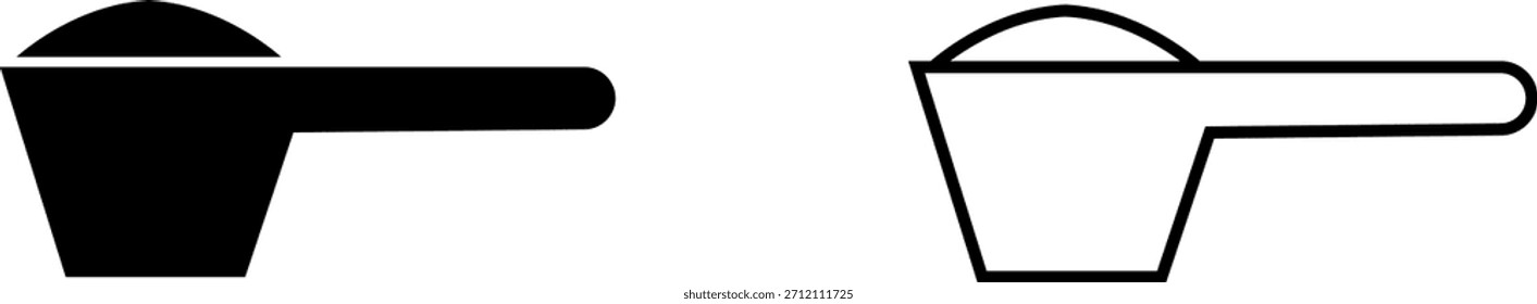 Representación de iconos de una cuchara de medición en dos estilos contrastantes que se muestran sobre un fondo liso
