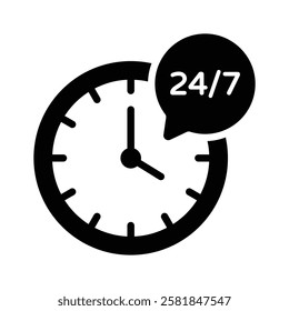 Icon representing 24 7 customer service for shopping