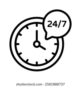 Icon representing 24 7 customer service for shopping