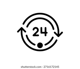 Icono que representa 24 servicios de logística de entrega con flechas circulares