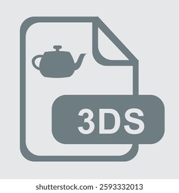 Icon representing 3DS file format, 3D modeling, graphics, and design.