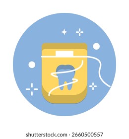 Icono que representa el acto de usar hilo dental para limpiar entre los dientes.