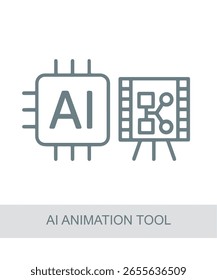 An icon representing ai animation tool, used in AI, tech, or futuristic interface designs.
