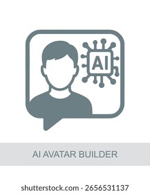Um ícone que representa o construtor de avatares de ai, usado em AI, tecnologia ou designs de interface futurista.