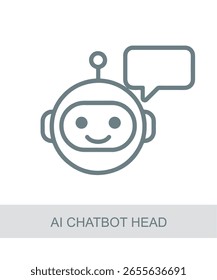 Um ícone que representa o cabeçalho do i chatbot, usado em AI, tecnologia ou designs de interface futurista.