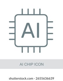 An icon representing ai chip icon, used in AI, tech, or futuristic interface designs.