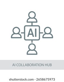 Um ícone que representa o hub de colaboração de ai, usado em sistemas inteligentes, automação ou setores técnicos.