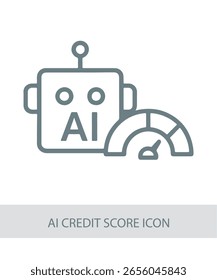 Un icono que representa el icono de puntuación de crédito de la IA, utilizado en diseños de interfaz futuristas, de tecnología o de IA.