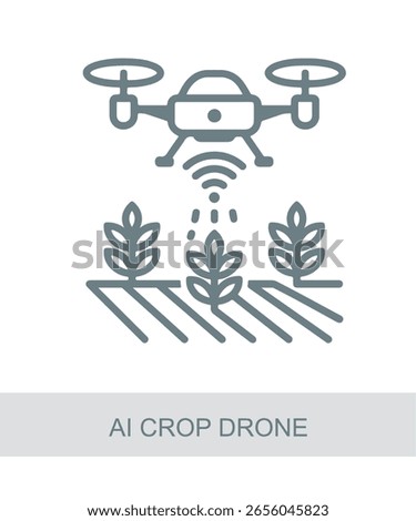 An icon representing ai crop drone, used in AI, tech, or futuristic interface designs.