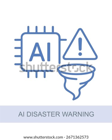 An icon representing ai disaster warning, designed for use in AI and technology-related visuals.