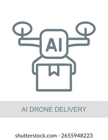 Un icono que representa la entrega de drones aéreos, utilizado en AI, tecnología o diseños de interfaz futuristas.