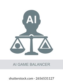 Um ícone que representa o balanceador de jogos do ai, usado em AI, tecnologia ou designs de interface futurista.
