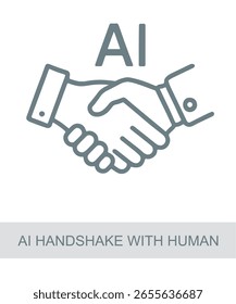 An icon representing ai handshake with human, used in AI, tech, or futuristic interface designs.