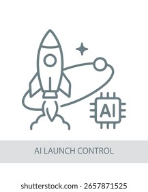 An icon representing ai launch control, used in AI, tech, or futuristic interface designs.