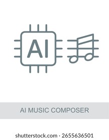 An icon representing ai music composer, used in AI, tech, or futuristic interface designs.