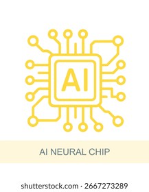Un icono que representa el chip neuronal de la IA, diseñado para su uso en la IA y las imágenes relacionadas con la tecnología.