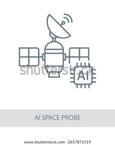 An icon representing ai space probe, used in AI, tech, or futuristic interface designs.