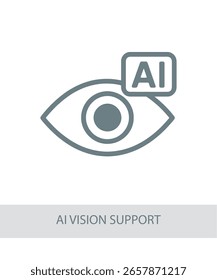 Un ícono que representa la Asistencia de la visión de la IA, utilizado en diseños de interfaz de IA, tecnología o futuristas.