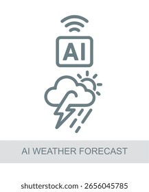 Un ícono que representa el pronóstico del Clima de la IA, utilizado en diseños de interfaz de IA, tecnología o futuristas.