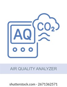 An icon representing air quality analyzer, designed for use in AI and technology-related visuals.