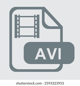 Icon representing AVI file format, video, multimedia, media player, and playback.