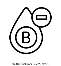 Symbol für B Negative Blutgruppe, Bluttropfen und typspezifische Symbole