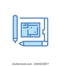An icon representing blueprints, ideal for architectural planning and project management.