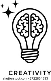 Icono que representa la lluvia de ideas de innovación y la generación de ideas brillantes