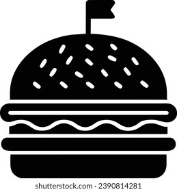An icon representing a burger with a flag on it.