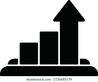 Un icono que representa el crecimiento y el progreso del negocio con un gráfico de barras y una flecha crecientes