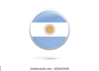 Icon representing button flag of Argentina on white background,Vector illustration