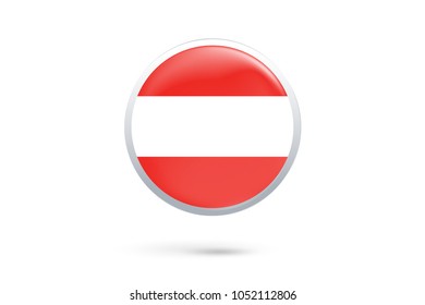 Icon representing button flag of Austria on white background,Vector illustration