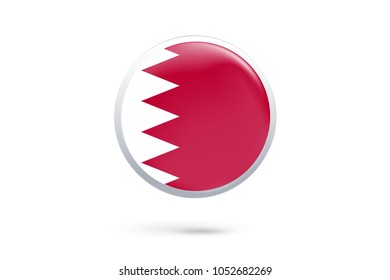 Icon representing button flag of Bahrain on white background,Vector illustration
