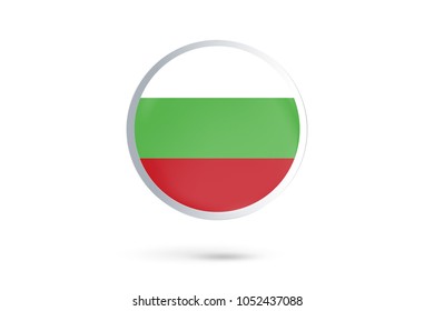 Icon representing button flag of Bulgaria on white background,Vector illustration