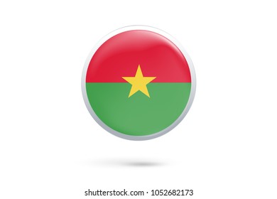 Icon representing button flag of Burkina Faso on white background,Vector illustration