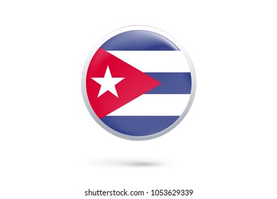 Icon representing button flag of Cuba on white background,Vector illustration