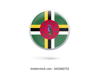 Icon representing button flag of Dominica on white background,Vector illustration