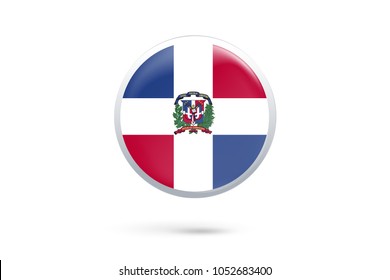 Icon representing button flag of Dominican Republic on white background,Vector illustration