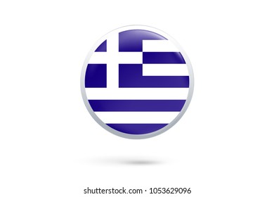 Icon representing button flag of Greece on white background,Vector illustration