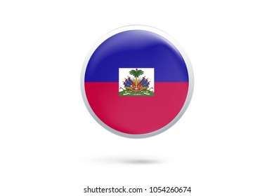 Icon representing button flag of Haiti on white background,Vector illustration